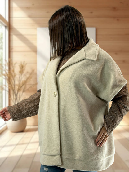 ZOE - VESTE BLANC CASSE OVERSIZE JUSQU'A LA TAILLE 54