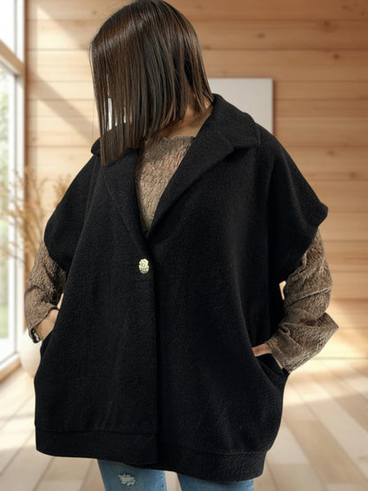 ZOE - VESTE NOIRE OVERSIZE JUSQU'A LA TAILLE 54