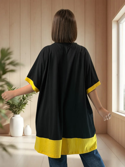PACO - T-SHIRT NOIR OVERSIZE A MOTIF JUSQU'A LA TAILLE 54/56