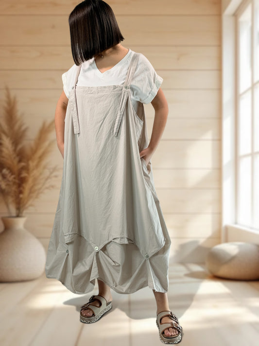 GLORIA - ROBE TABLIER BEIGE JUSQU'A LA TAILLE 54