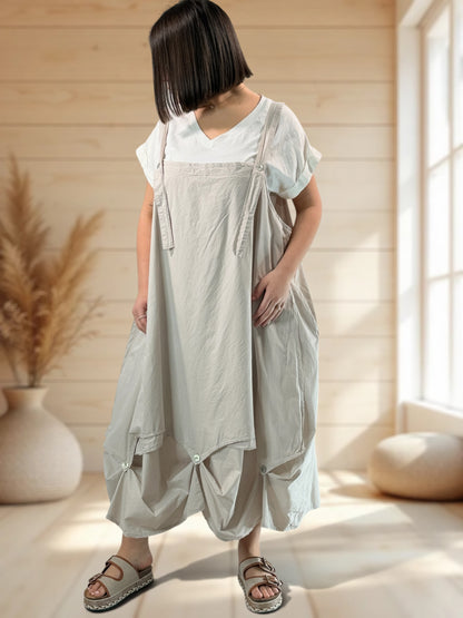 GLORIA - ROBE TABLIER BEIGE JUSQU'A LA TAILLE 54