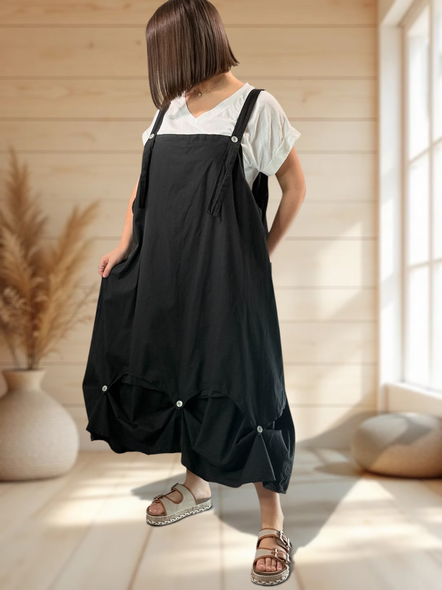 GLORIA - ROBE TABLIER NOIRE JUSQU'A LA TAILLE 54
