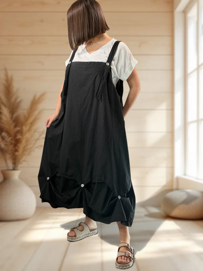 GLORIA - ROBE TABLIER NOIRE JUSQU'A LA TAILLE 54