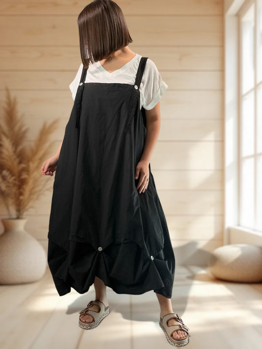 GLORIA - ROBE TABLIER NOIRE JUSQU'A LA TAILLE 54