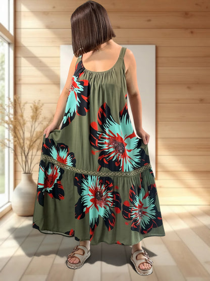 ROSA - ROBE LONGUE KAKI A MOTIF JUSQU'A LA TAILLE 52