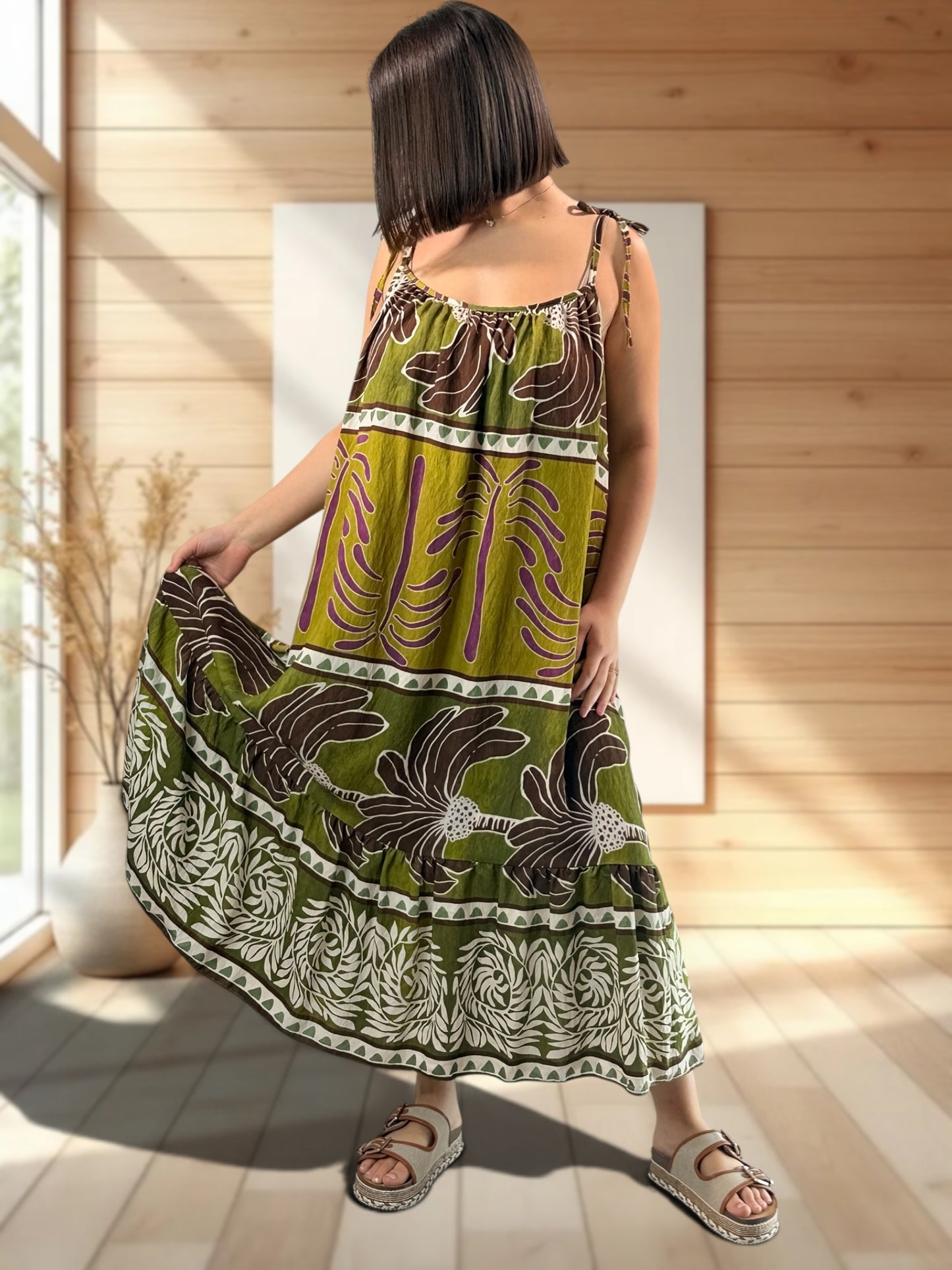 PALOMA - ROBE LONGUE KAKI A MOTIF JUSQU'A LA TAILLE 54