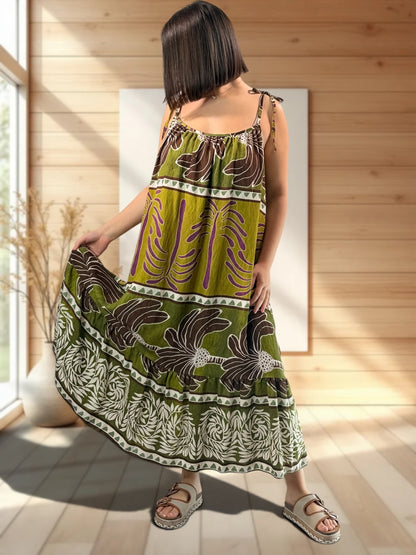 PALOMA - ROBE LONGUE KAKI A MOTIF JUSQU'A LA TAILLE 54