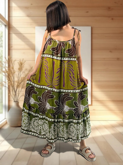 PALOMA - ROBE LONGUE KAKI A MOTIF JUSQU'A LA TAILLE 54