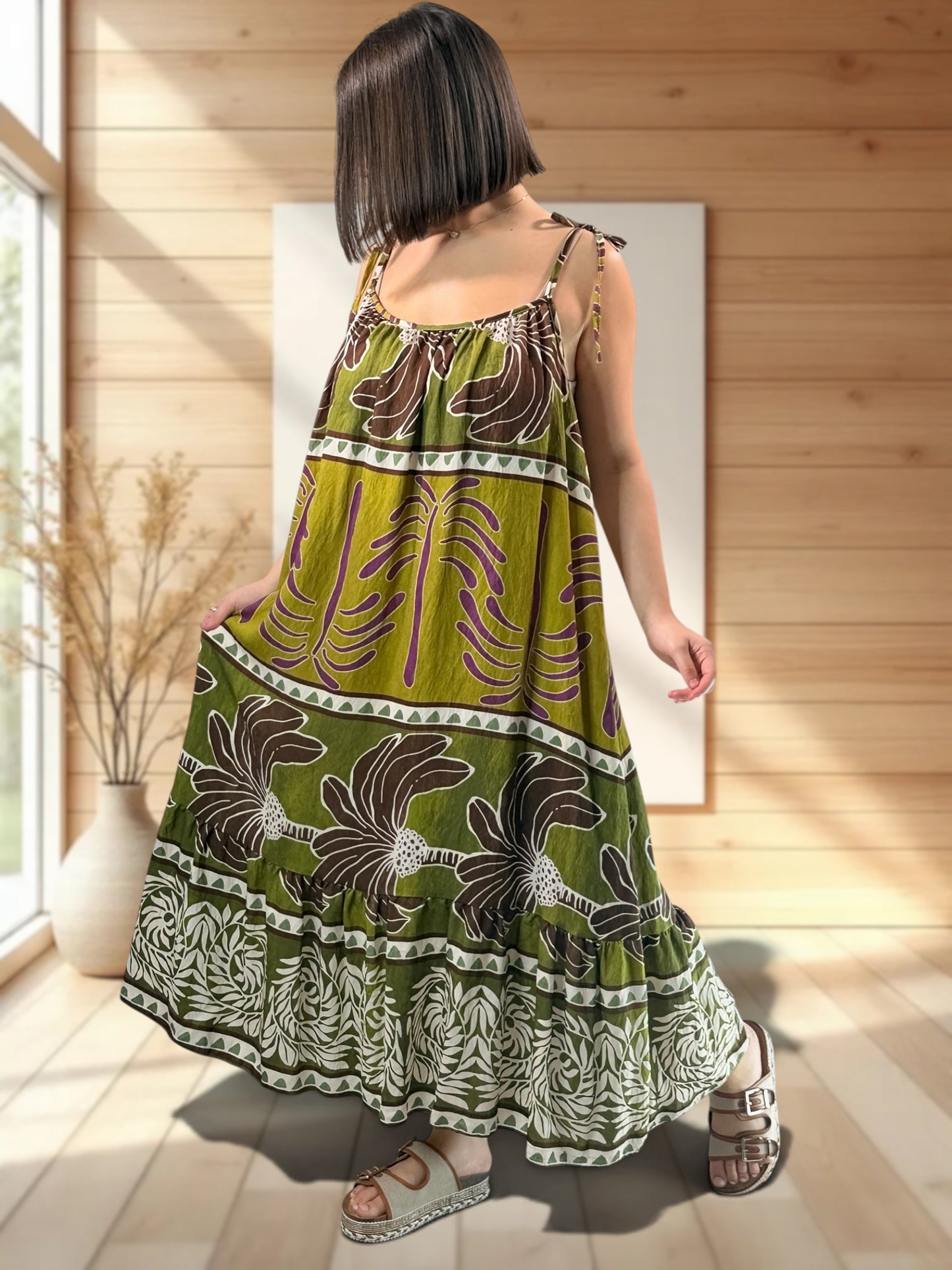 PALOMA - ROBE LONGUE KAKI A MOTIF JUSQU'A LA TAILLE 54