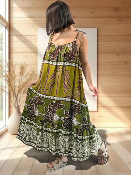 PALOMA - ROBE LONGUE KAKI A MOTIF JUSQU'A LA TAILLE 54