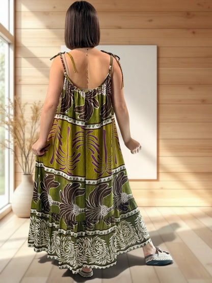 PALOMA - ROBE LONGUE KAKI A MOTIF JUSQU'A LA TAILLE 54