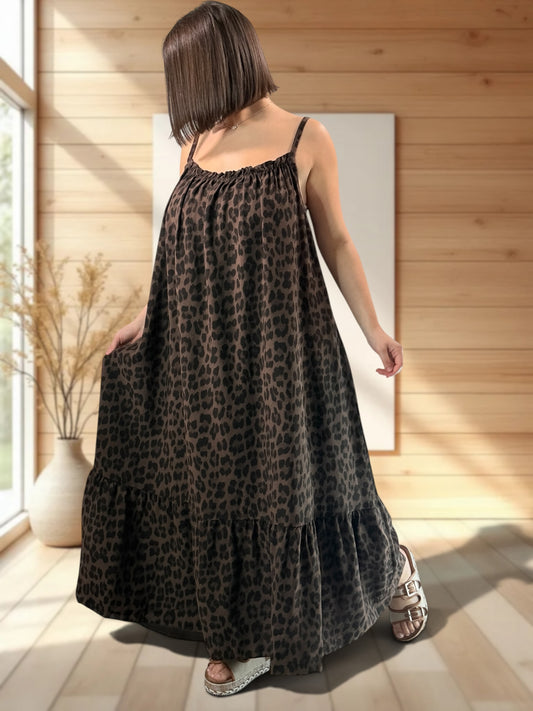 CLARENCE - ROBE LONGUE LEOPARD JUSQU'A LA TAILLE 56
