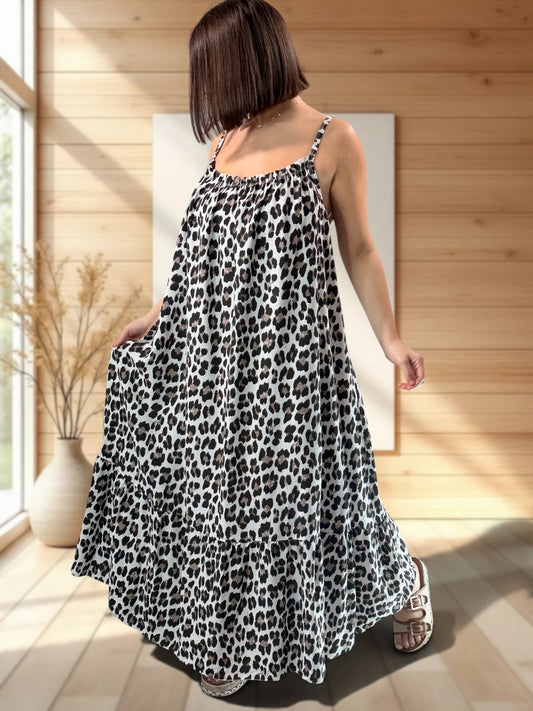 CLARENCE - ROBE LONGUE LEOPARD JUSQU'A LA TAILLE 56