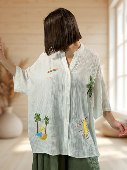 RENATA - CHEMISE BLANCHE BRODEE JUSQU'A LA TAILLE 54