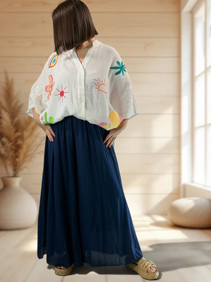 RENATA - CHEMISE BLANCHE BRODEE JUSQU'A LA TAILLE 54