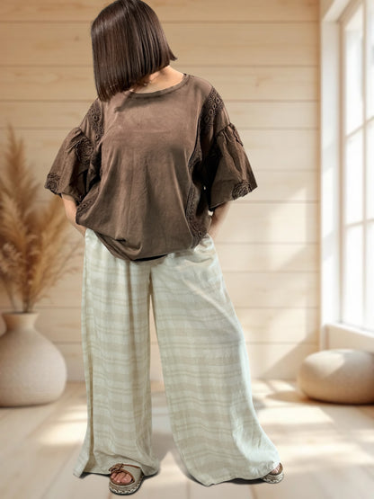 ROBERTO - PANTALON ECRU CARREAUX DORE JUSQUA LA TAILLE 50/52