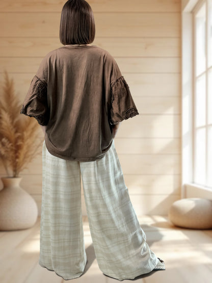 ROBERTO - PANTALON ECRU CARREAUX DORE JUSQUA LA TAILLE 50/52