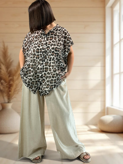 ROBERTO - PANTALON ECRU IRISE DORE JUSQUA LA TAILLE 50/52