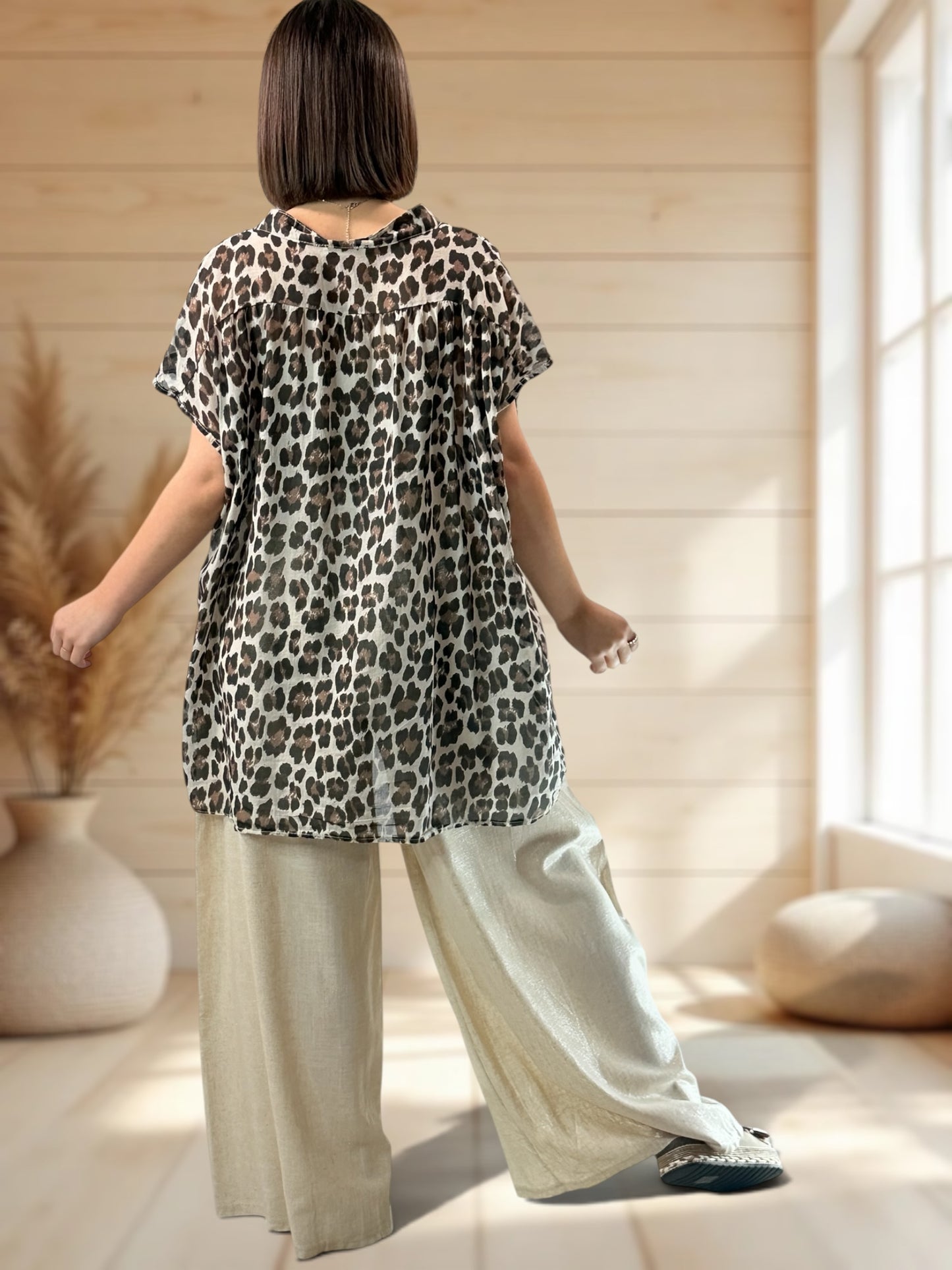 ROBERTO - PANTALON ECRU IRISE DORE JUSQUA LA TAILLE 50/52