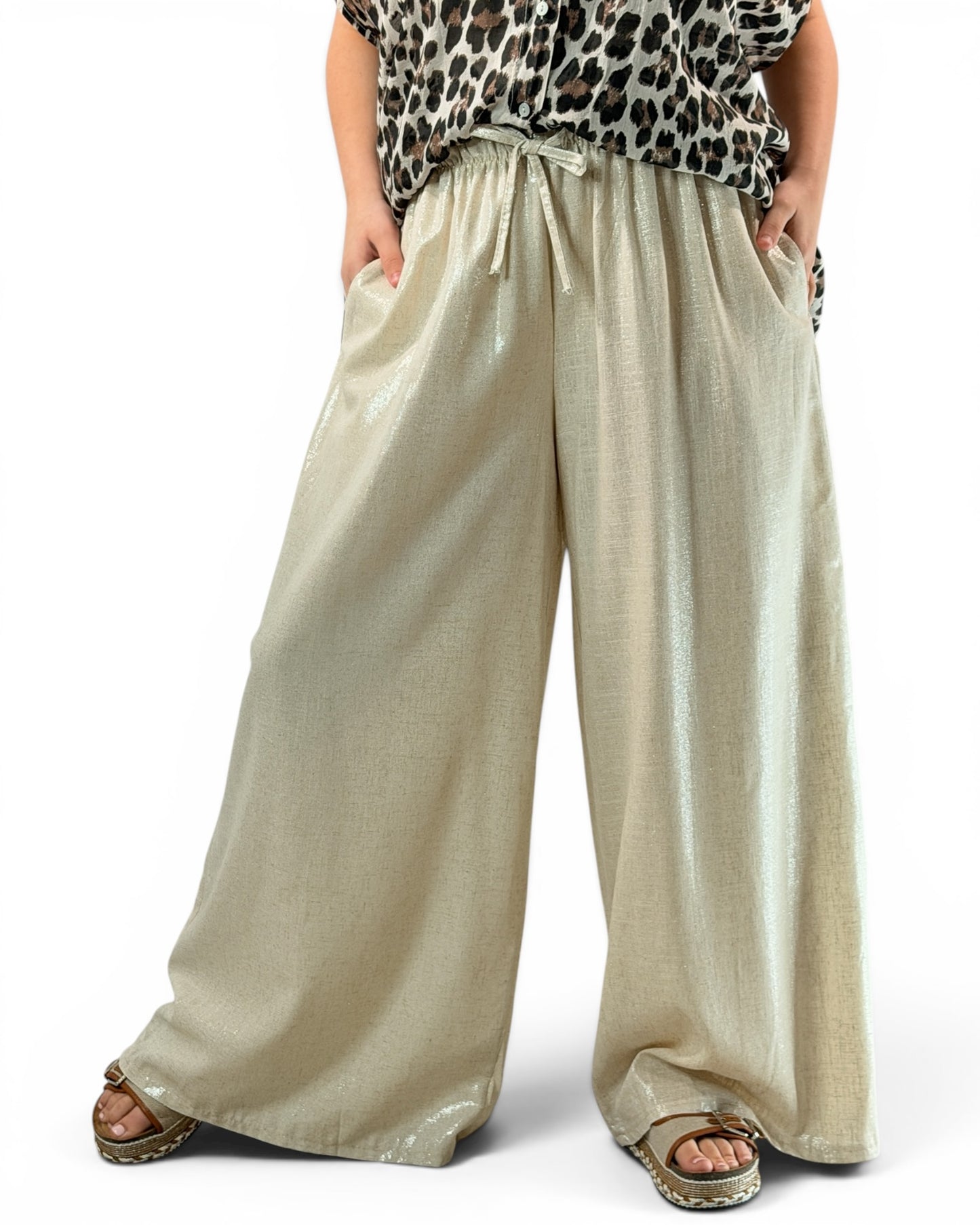 ROBERTO - PANTALON ECRU IRISE DORE JUSQUA LA TAILLE 50/52