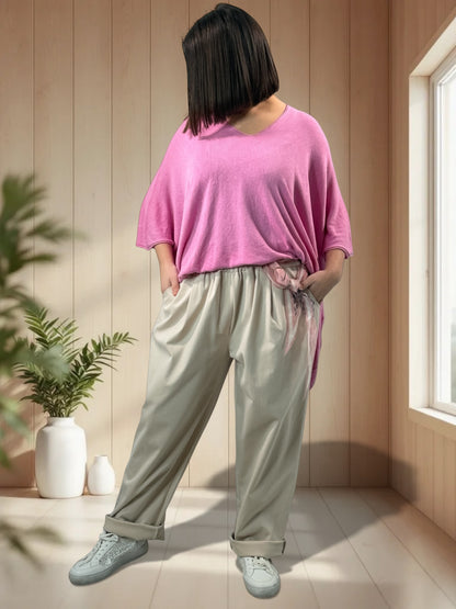 COCO - PANTALON FLUIDE BEIGE AVEC FOULARD TAILLE 46 A 52