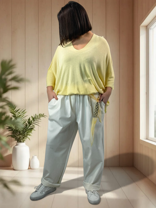 COCO - PANTALON FLUIDE BLANC AVEC FOULARD TAILLE 46 A 52