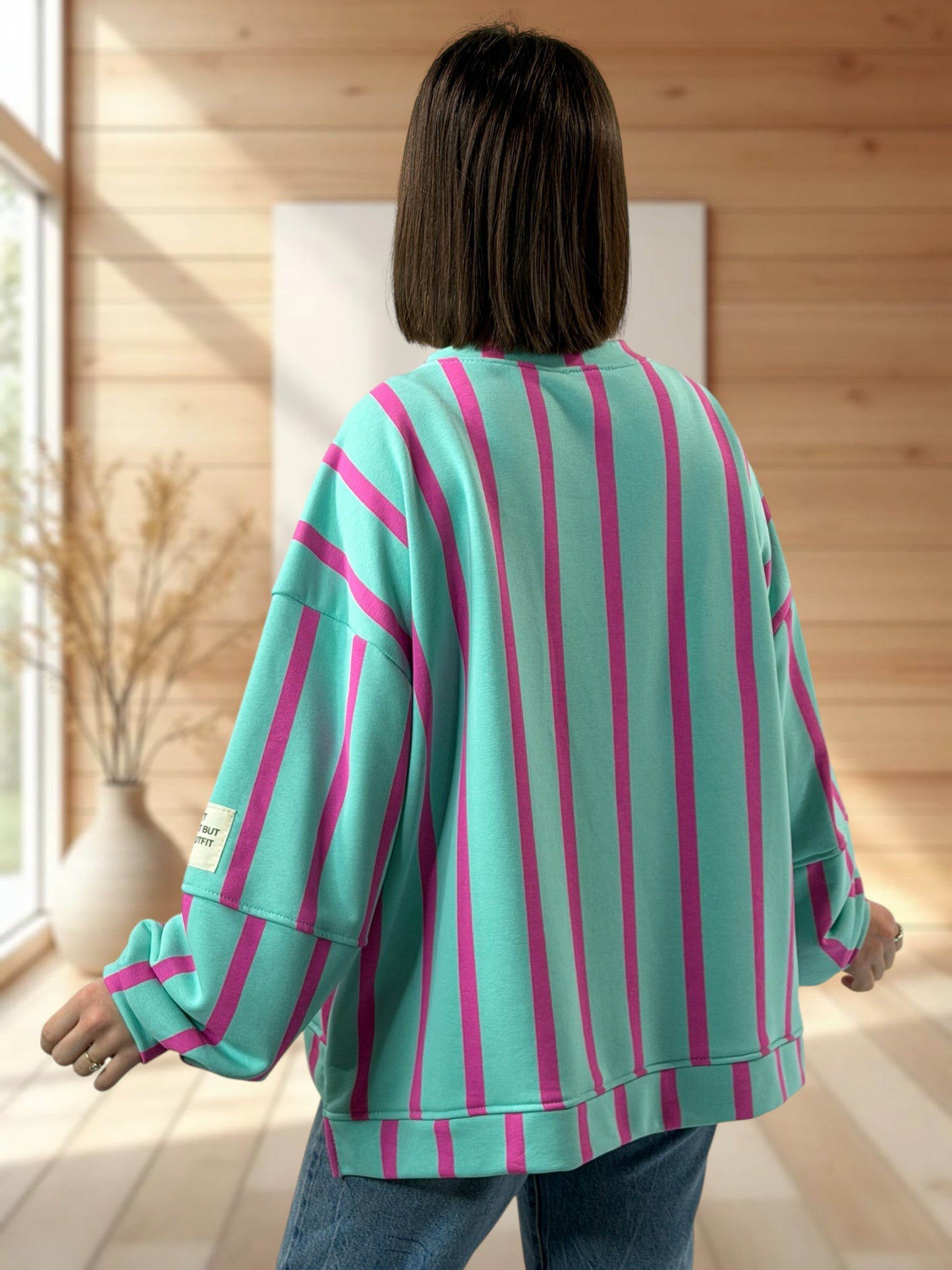 MICHOU- SWEAT OVERSIZE A RAYURE JUSQU'A LA TAILLE 52/54