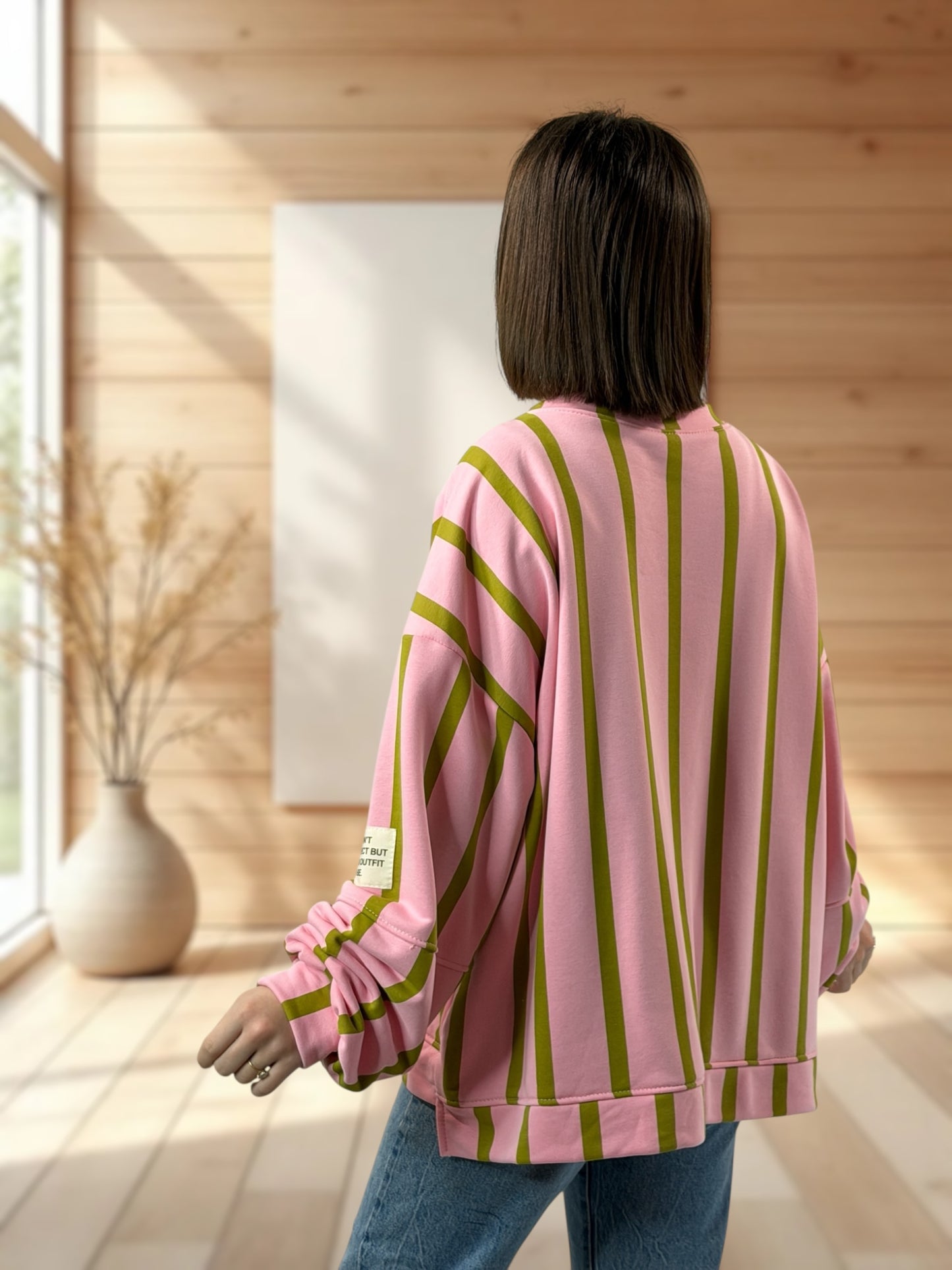 MICHOU- SWEAT OVERSIZE A RAYURE JUSQU'A LA TAILLE 52/54