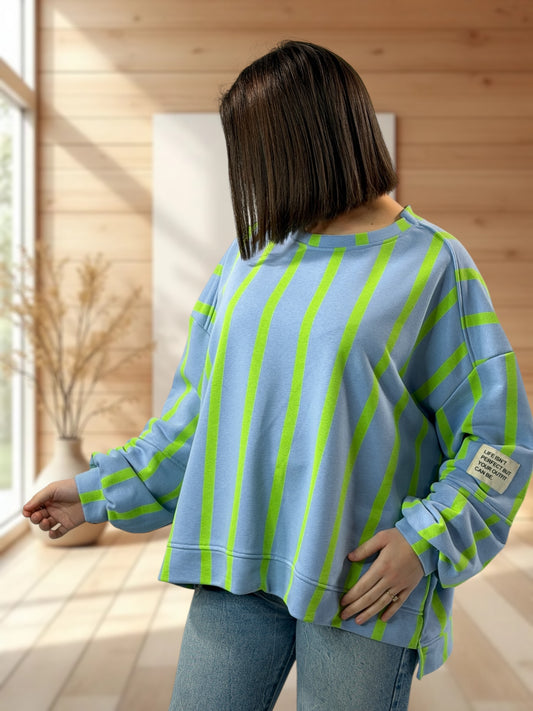 MICHOU- SWEAT OVERSIZE A RAYURE JUSQU'A LA TAILLE 52/54