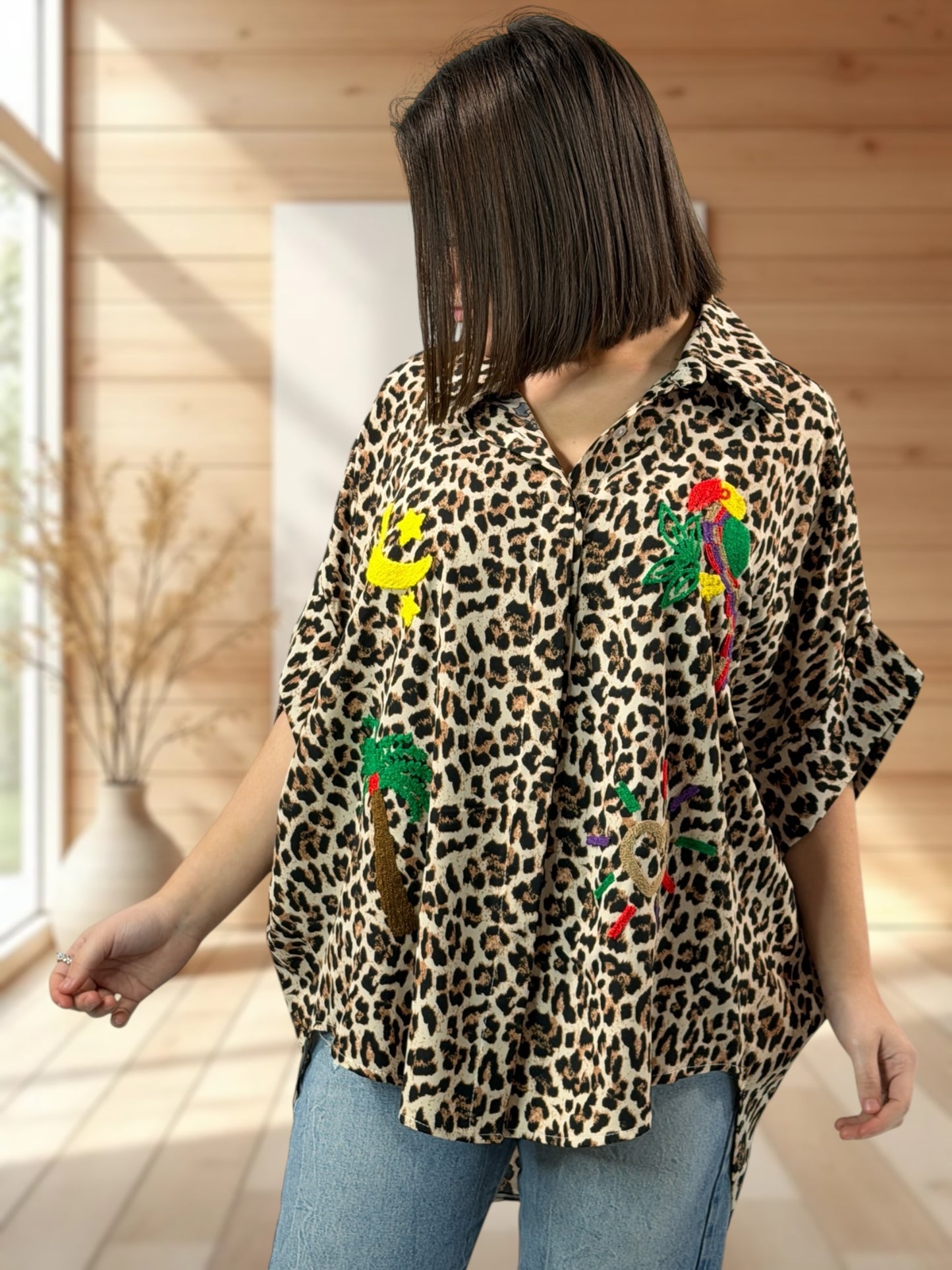 RIO - CHEMISE OVERSIZE LEOPARD JUSQU'A LA TAILLE 54/56
