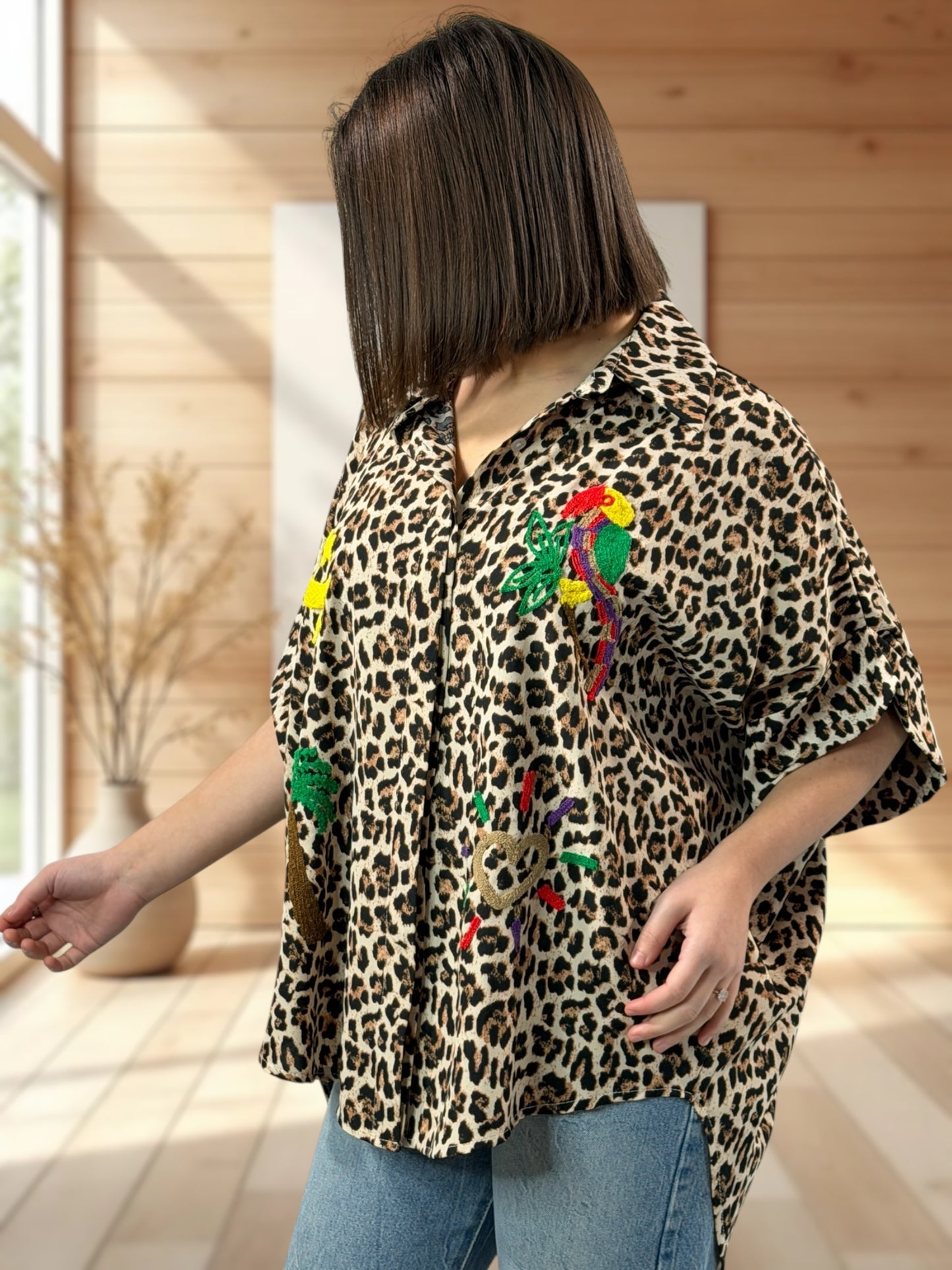 RIO - CHEMISE OVERSIZE LEOPARD JUSQU'A LA TAILLE 54/56