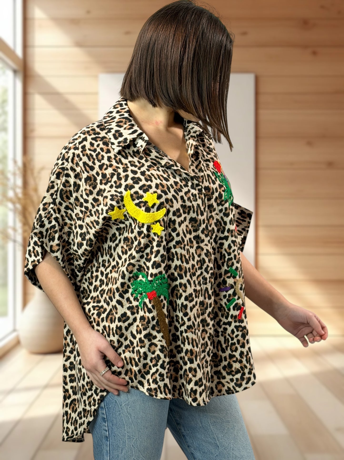 RIO - CHEMISE OVERSIZE LEOPARD JUSQU'A LA TAILLE 54/56