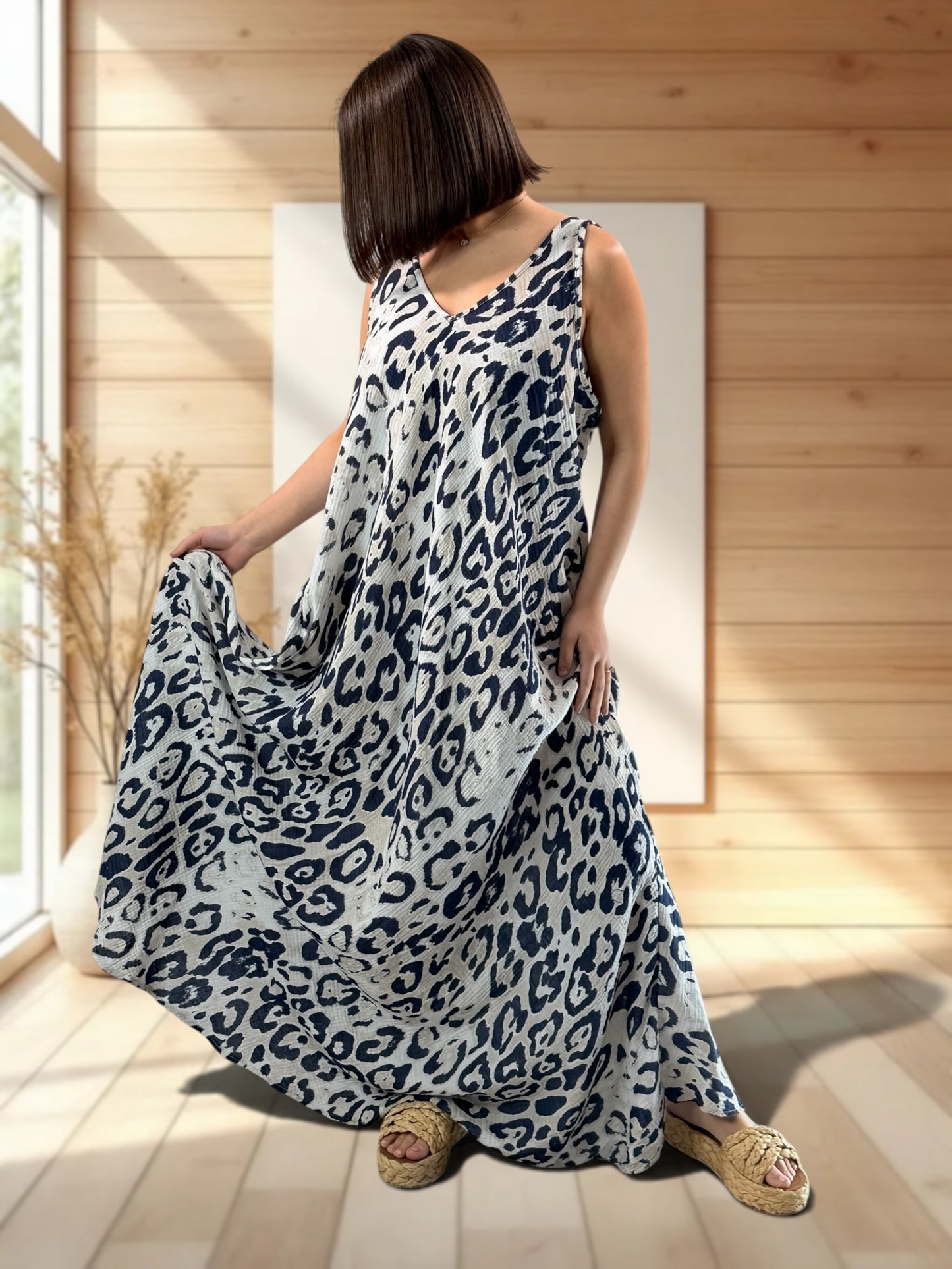 MAUDE - ROBE LONGUE LEOPARD JUSQU'A LA TAILLE 58/60