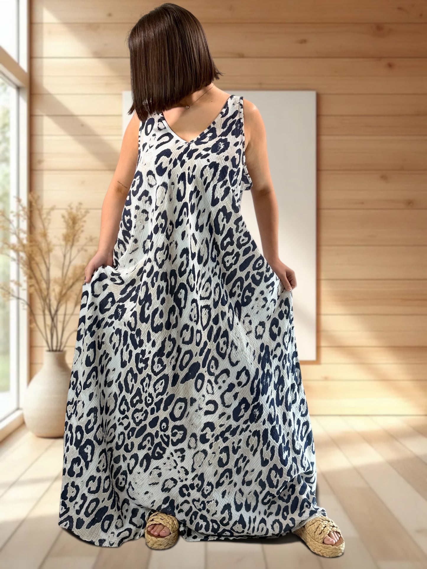 MAUDE - ROBE LONGUE LEOPARD JUSQU'A LA TAILLE 58/60