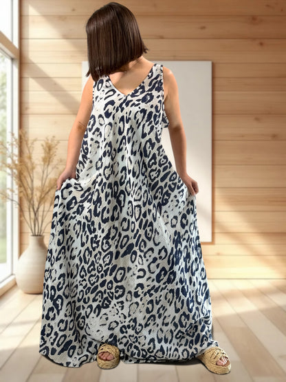 MAUDE - ROBE LONGUE LEOPARD JUSQU'A LA TAILLE 58/60
