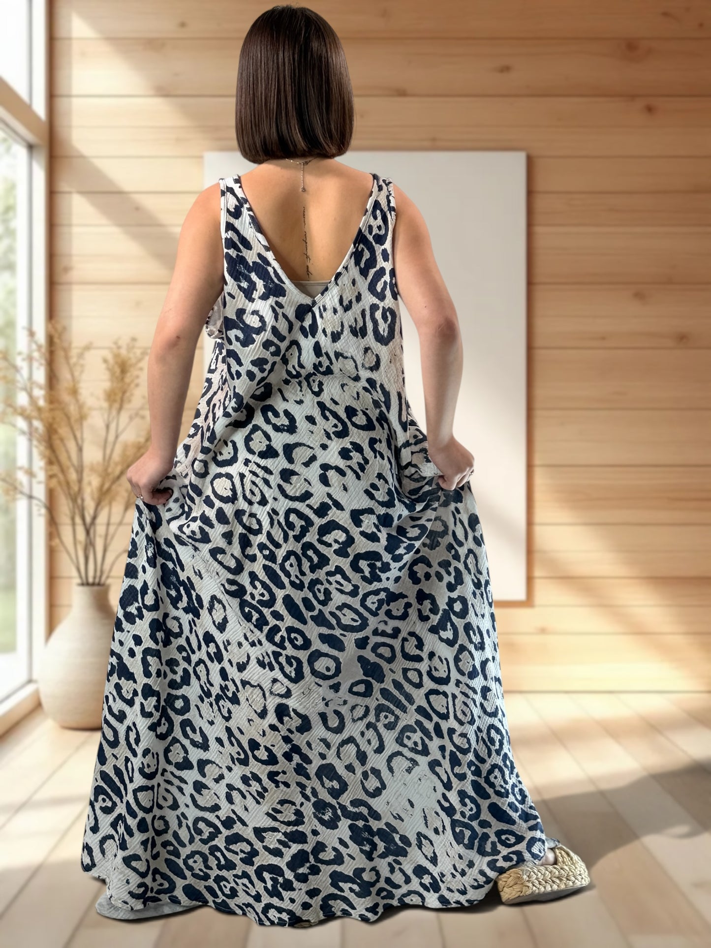 MAUDE - ROBE LONGUE LEOPARD JUSQU'A LA TAILLE 58/60