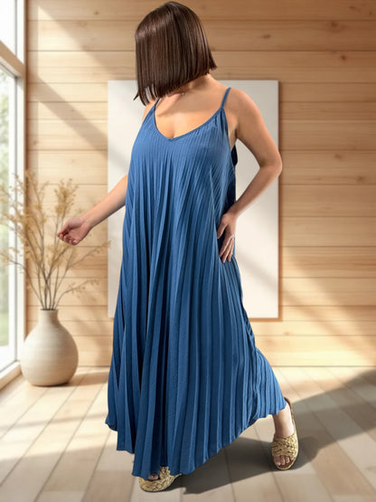 ALEXANDRA - ROBE BLEU JEAN PLISSEE JUSQU'A LA TAILLE 52/54