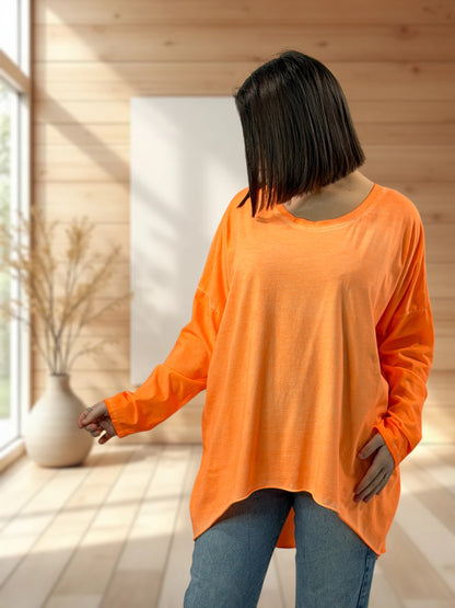 ALYSON - TEE-SHIRT OVERSIZE ORANGE JUSQU'A LA TAILLE 56