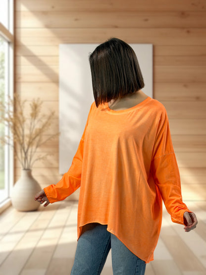 ALYSON - TEE-SHIRT OVERSIZE ORANGE JUSQU'A LA TAILLE 56