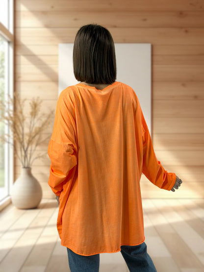 ALYSON - TEE-SHIRT OVERSIZE ORANGE JUSQU'A LA TAILLE 56