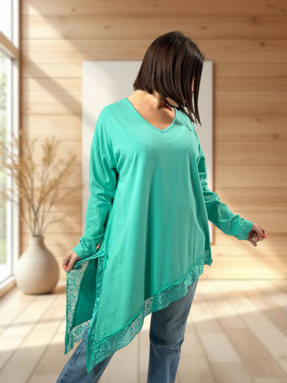 LOUNA - T-SHIRT LAGON ASYMETRIQUE JUSQU'A LA TAILLE 50