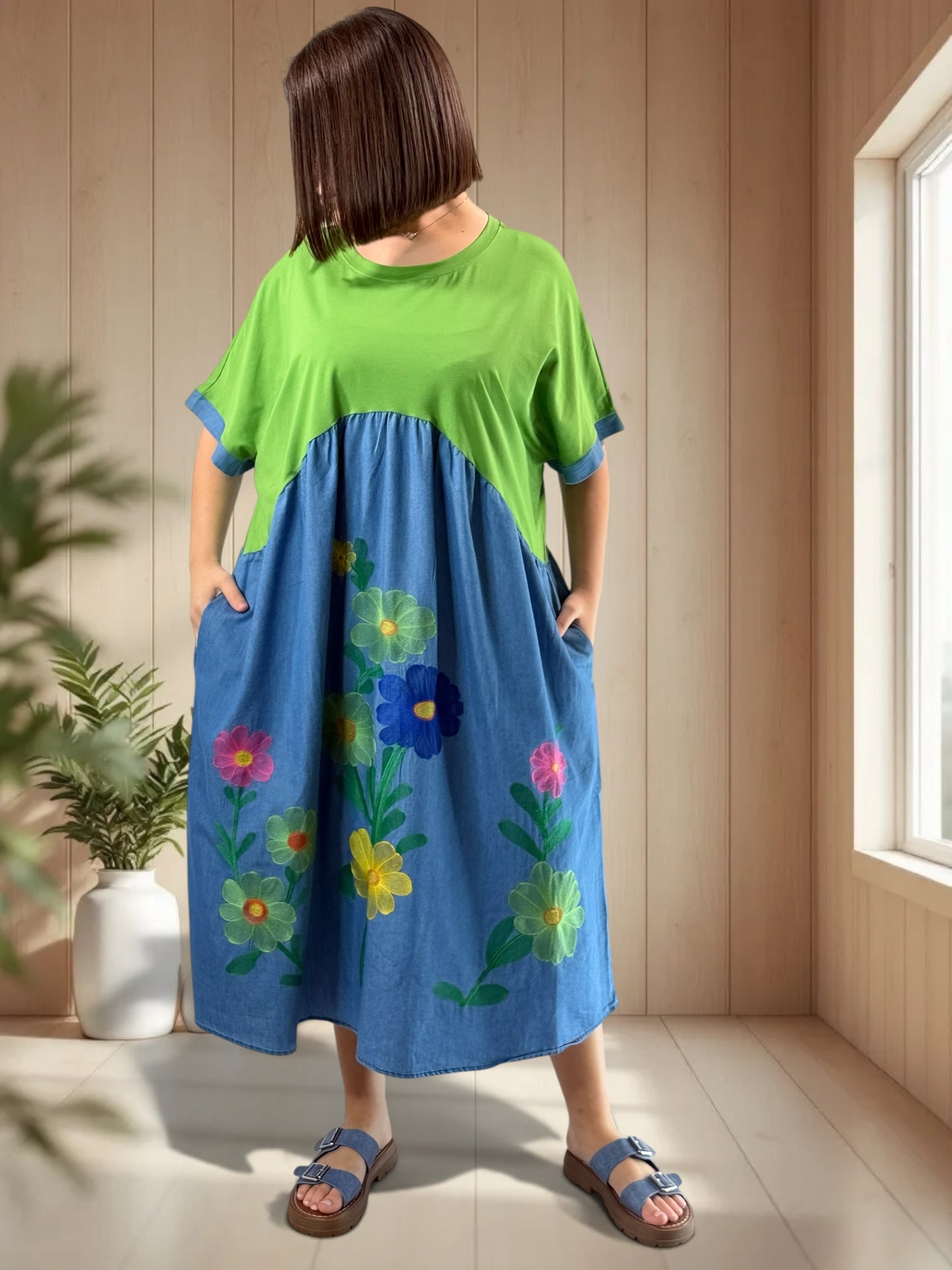 DEBORAH - ROBE OVERSIZE BRODEE JUSQU'A LA TAILLE 56