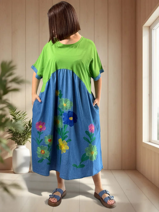 DEBORAH - ROBE OVERSIZE BRODEE JUSQU'A LA TAILLE 56