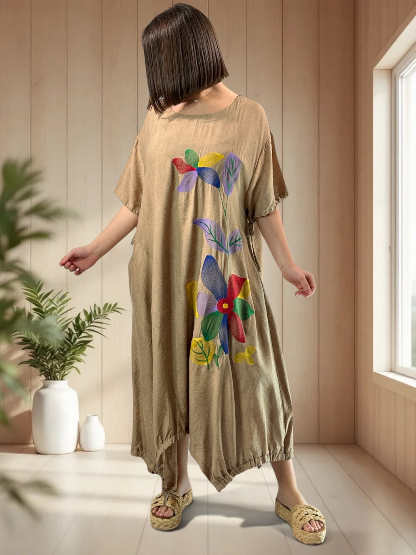BROOKE - ROBE OVERSIZE MOKA BRODEE JUSQU'A LA TAILLE 52
