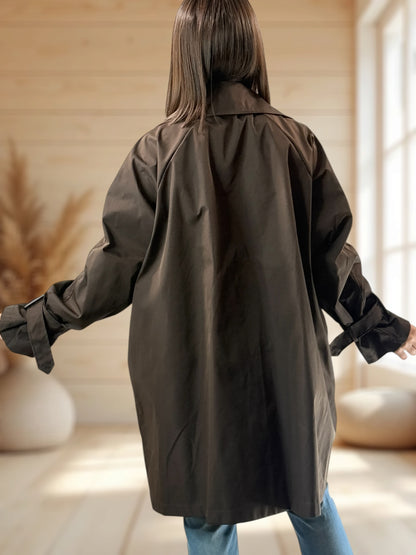 DAVINA - TRENCH MARRON DEPERLANT JUSQU'A LA TAILLE 56