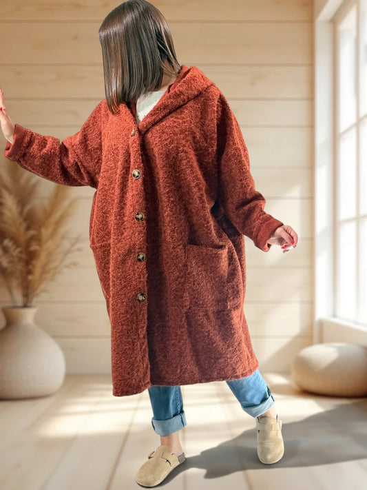 ANGELO - MANTEAU ROUX A CAPUCHE JUSQU'A LA TAILLE 48/50 A 56