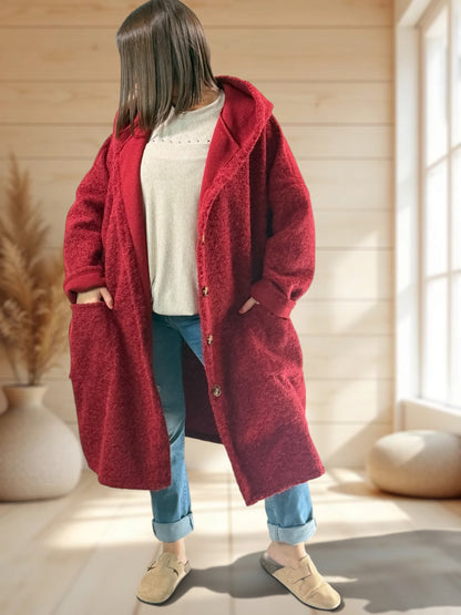 ANGELO - MANTEAU ROUGE A CAPUCHE JUSQU'A LA TAILLE 48/50 A 56