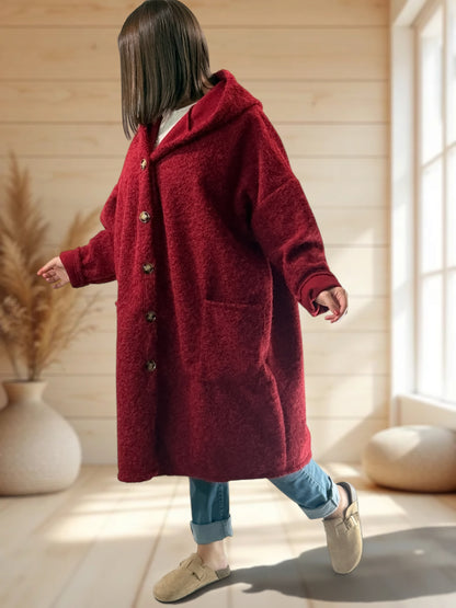 ANGELO - MANTEAU ROUGE A CAPUCHE JUSQU'A LA TAILLE 48/50 A 56