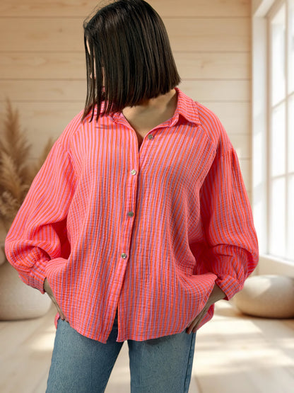 VALENTINA  - BLOUSE EN GAZE DE COTON JUSQU'A LA TAILLE 50/52