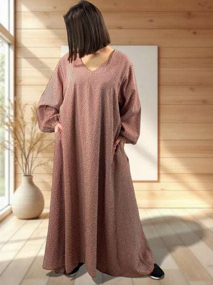 HACIENDA - ROBE LONGUE PETIT VICHY ORANGE JUSQU'A LA TAILLE 52